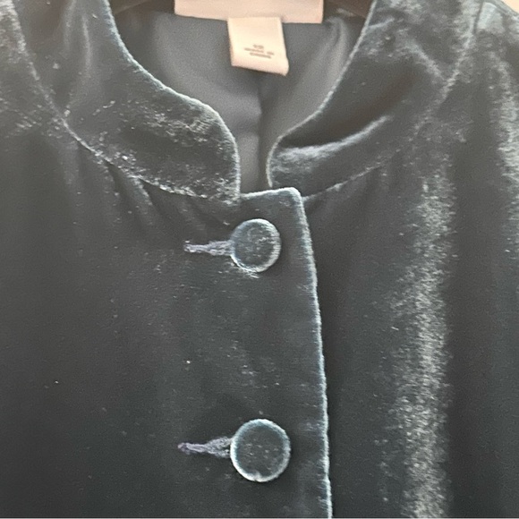 Dressbarn Womens Velvet Blazer Mandarin Collar Button Front Size 12 Navy Blue - Picture 6 of 7